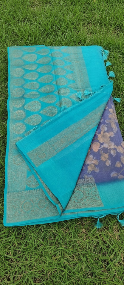 Kalamkari Digital Print Banarasi Saree