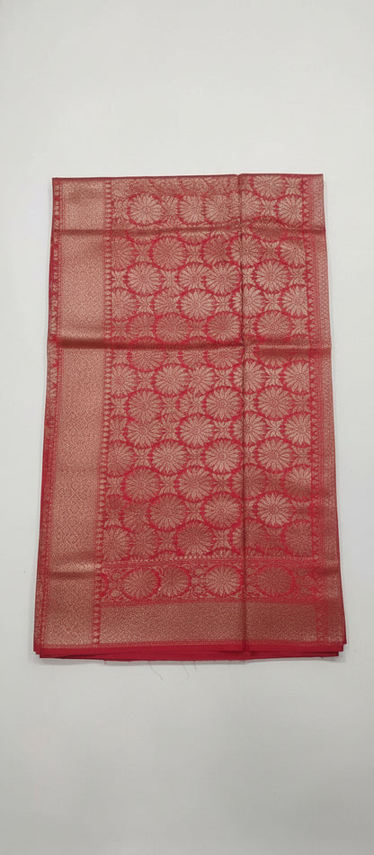 Rusty Pink Semi Banarasi Saree