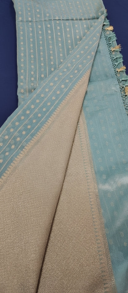 Light Pastel Blue Raw Mango Silk Saree