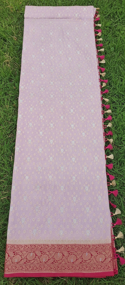 Semi Banarasi Light Lavendar Saree