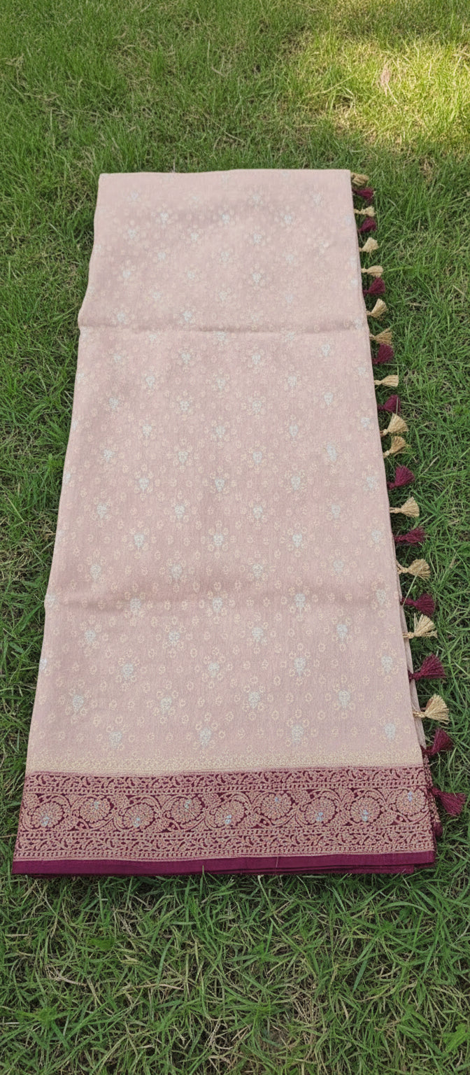 Semi Banarasi Light Peach Saree