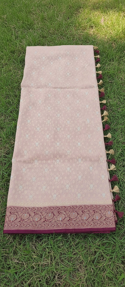 Semi Banarasi Light Peach Saree