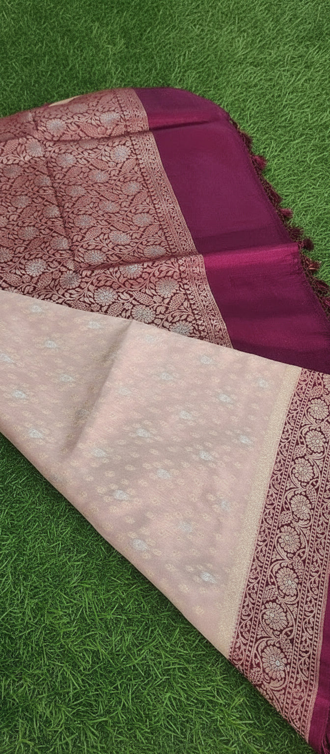 Semi Banarasi Light Peach Saree