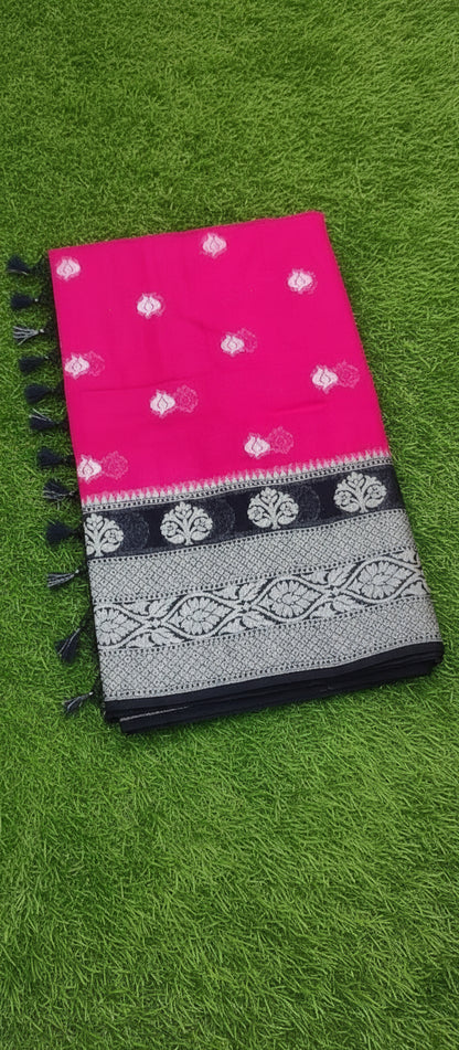 Pink Semi Banarasi Saree