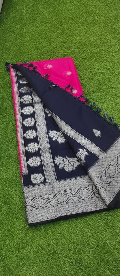 Pink Semi Banarasi Saree