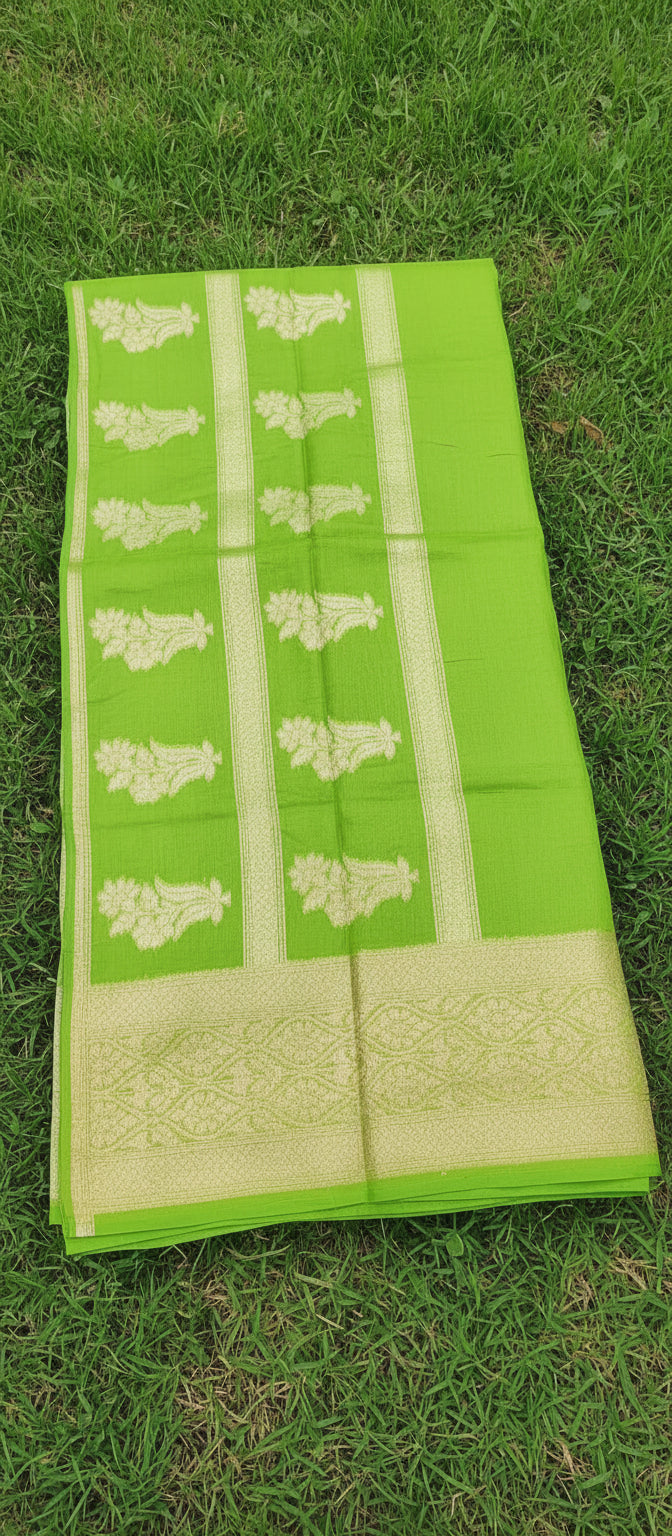 Navy Blue Semi Banarasi Saree