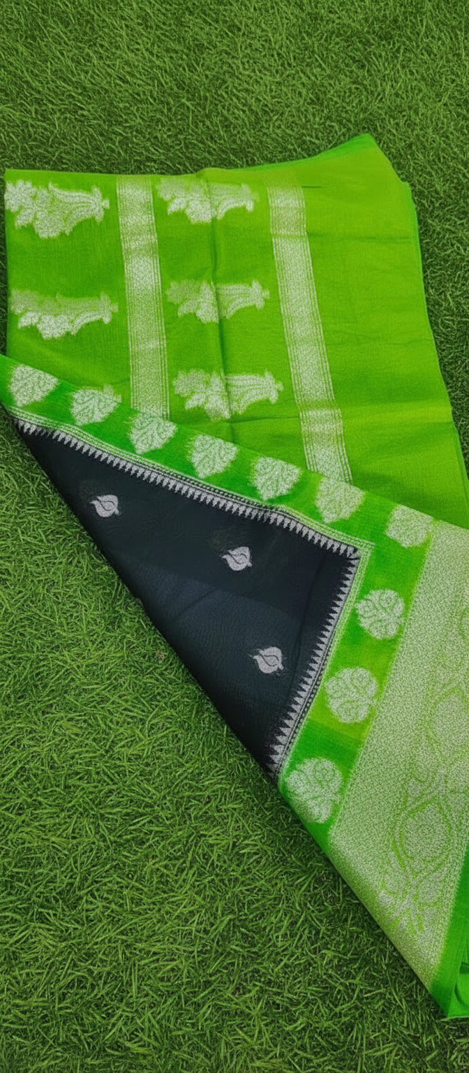 Navy Blue Semi Banarasi Saree