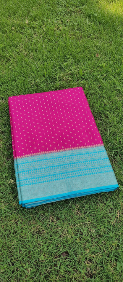 Semi Banarasi Pink Saree