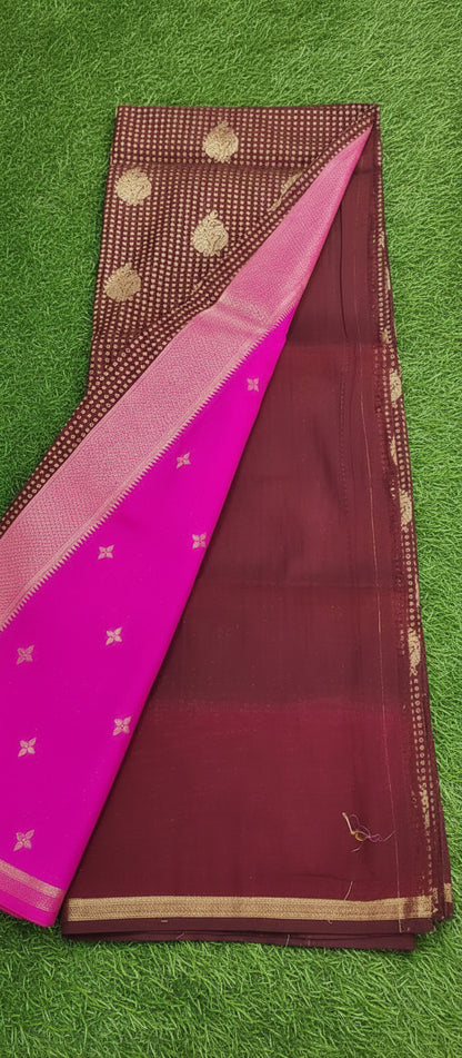 Semi Banarasi Dark Brown Saree