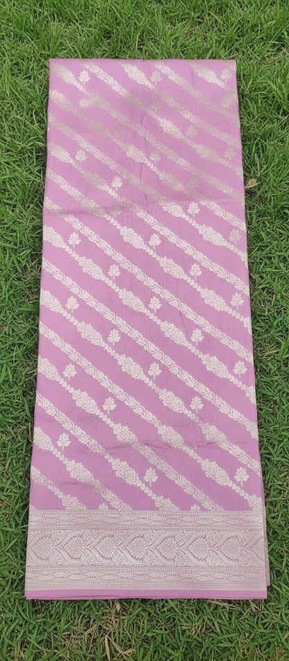 Lilac/ Pastel Light Pink Pure Banarasi Silk Saree