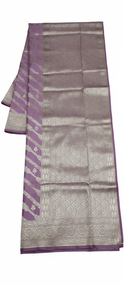 Lilac/ Pastel Light Pink Pure Banarasi Silk Saree