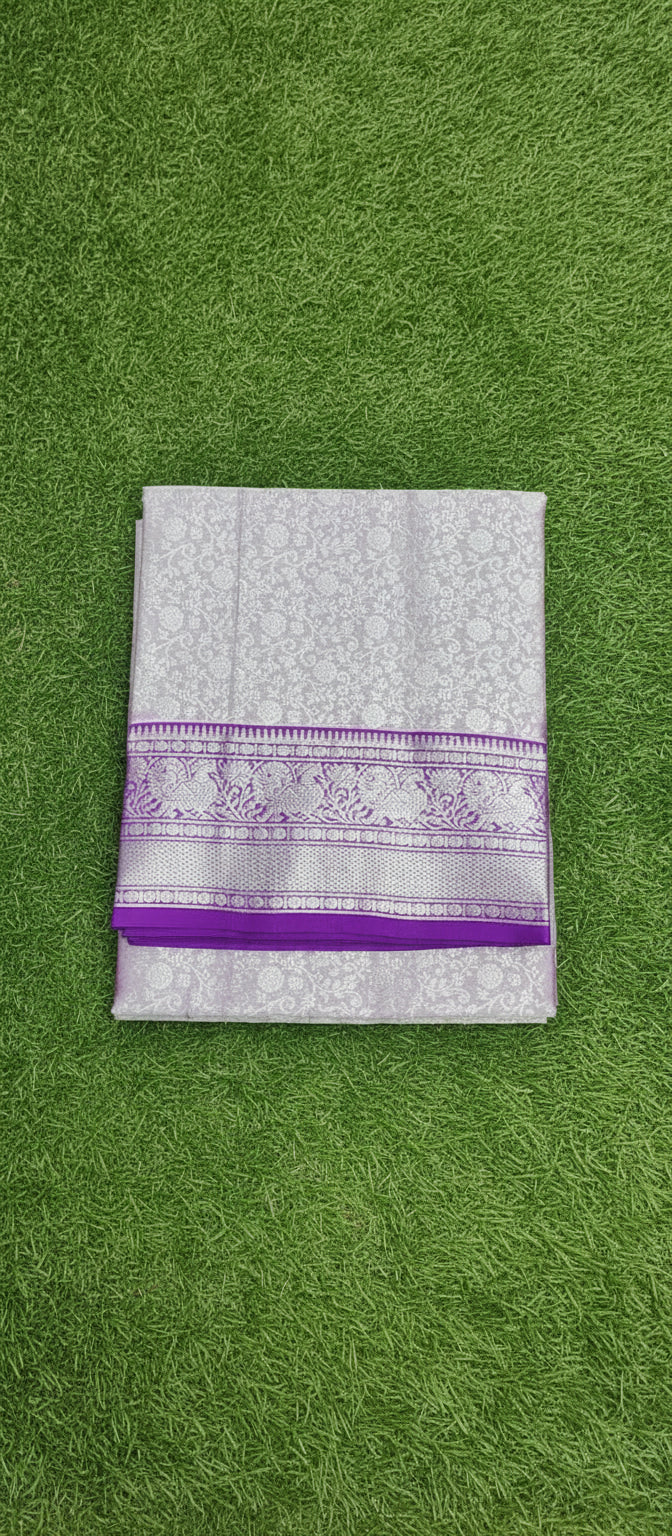 Lilac and Purple Venkatagiri Pure Silk Saree