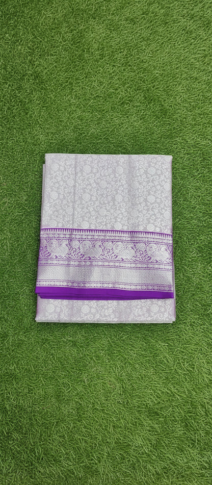 Lilac and Purple Venkatagiri Pure Silk Saree