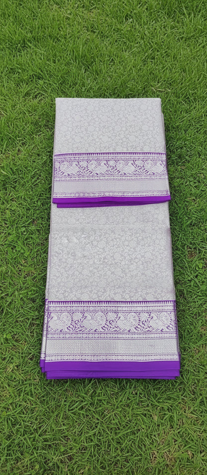 Lilac and Purple Venkatagiri Pure Silk Saree