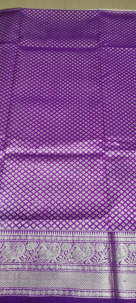Lilac and Purple Venkatagiri Pure Silk Saree