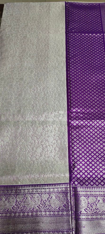 Lilac and Purple Venkatagiri Pure Silk Saree