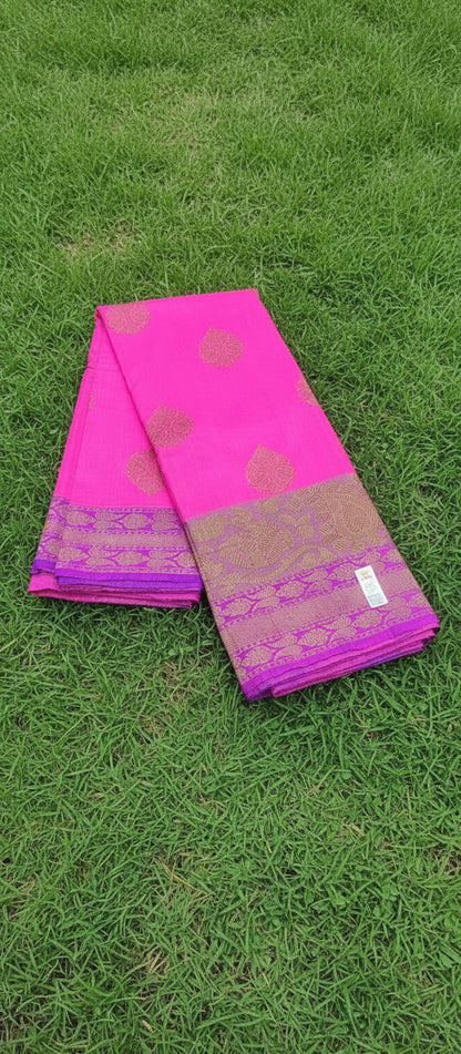 Pink Pure Raw Tussar Silk Saree