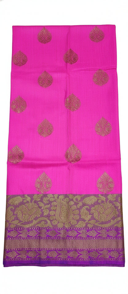 Pink Pure Raw Tussar Silk Saree
