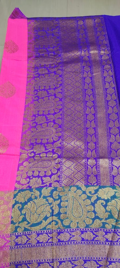 Pink Pure Raw Tussar Silk Saree