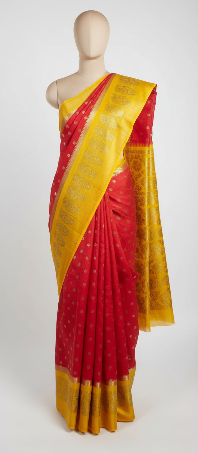 Red Mysore Crepe Silk Saree