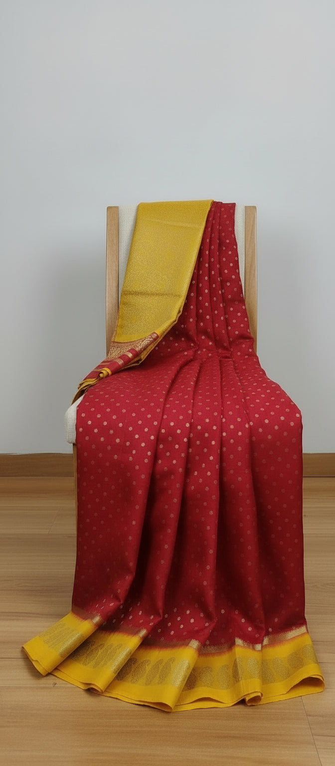 Red Mysore Crepe Silk Saree