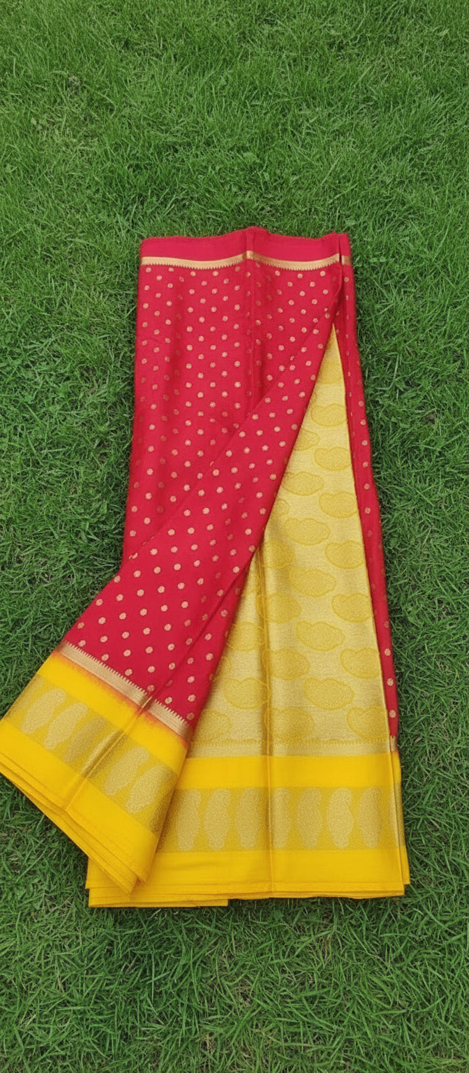 Red Mysore Crepe Silk Saree
