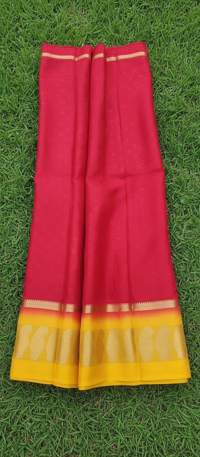 Red Mysore Crepe Silk Saree