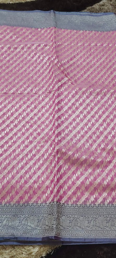 Semi Jamdani Pastel Pink Saree