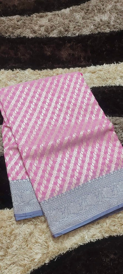 Semi Jamdani Pastel Pink Saree