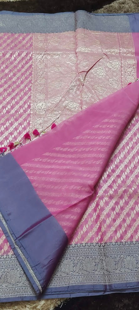 Semi Jamdani Pastel Pink Saree