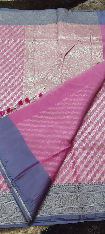 Semi Jamdani Pastel Pink Saree