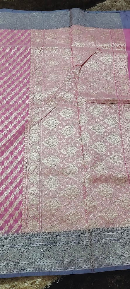 Semi Jamdani Pastel Pink Saree