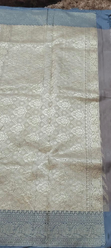 Semi Jamdani Chikoo Grey Saree