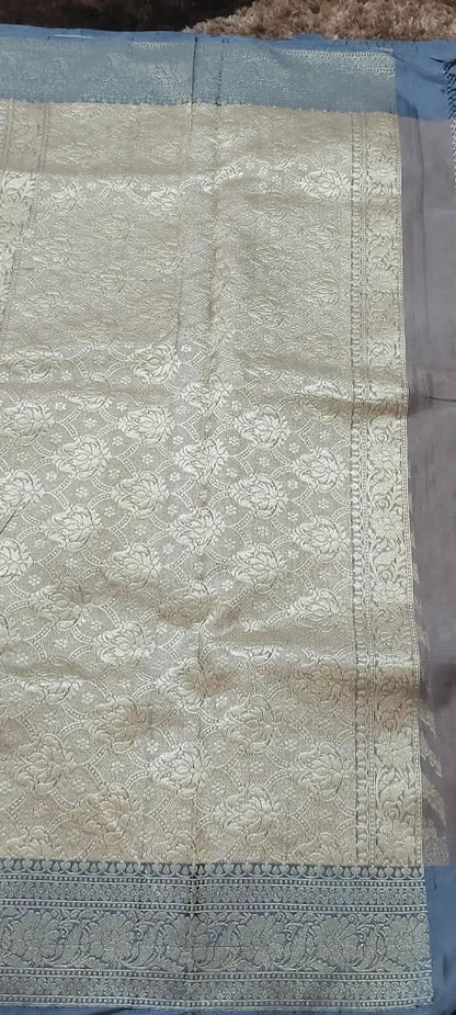 Semi Jamdani Chikoo Grey Saree
