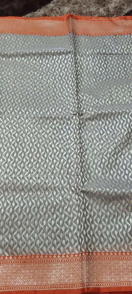 Semi Jamdani Ash Chikoo Grey Saree