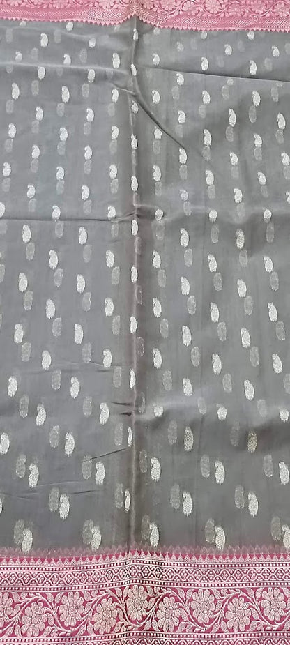 Jamdani Chikoo Grey Saree