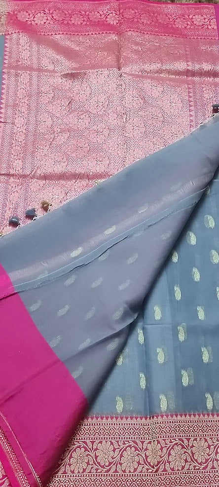 Powder Blue Jamdani Saree