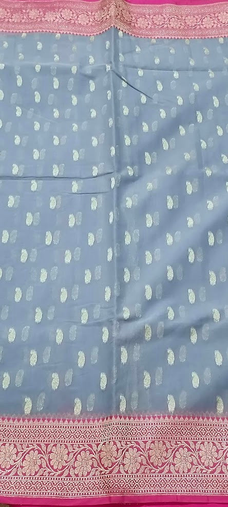 Powder Blue Jamdani Saree