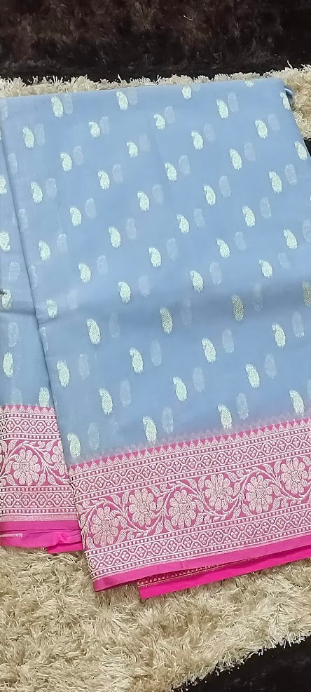 Powder Blue Jamdani Saree