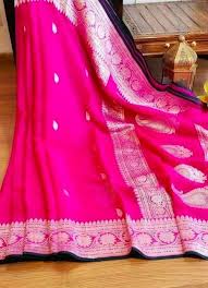 Handloom Rani Pink Banarasi Khaddi Chiffon