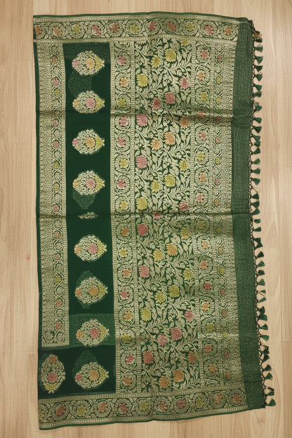 Dark Mehendi Green Banarasi Georgette Saree