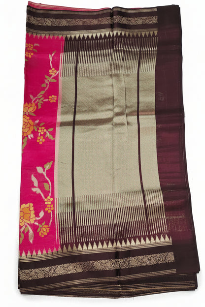 Magenta Pink Banarasi Jamdani Silk Saree