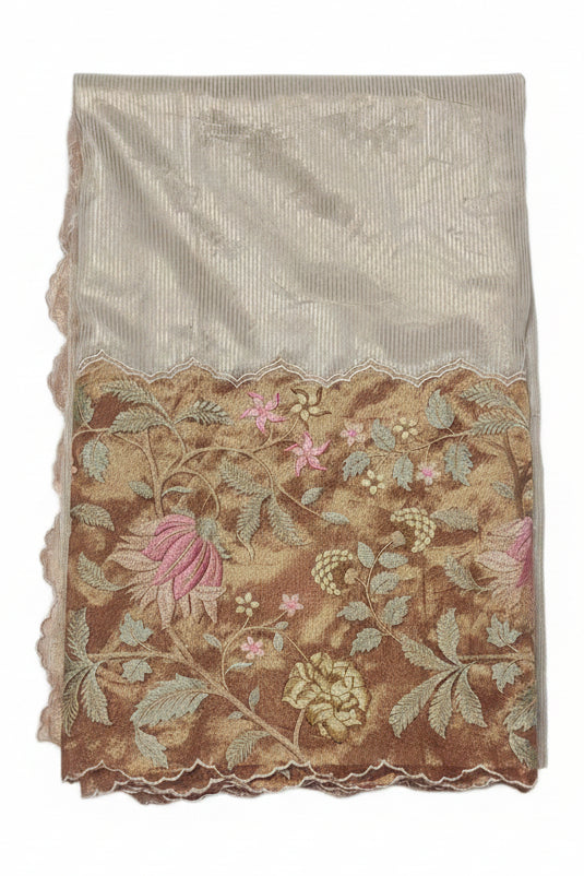 Beige Kora Tissue Saree
