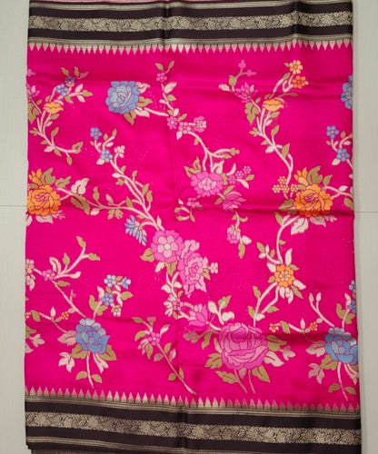 Magenta Pink Banarasi Jamdani Silk Saree
