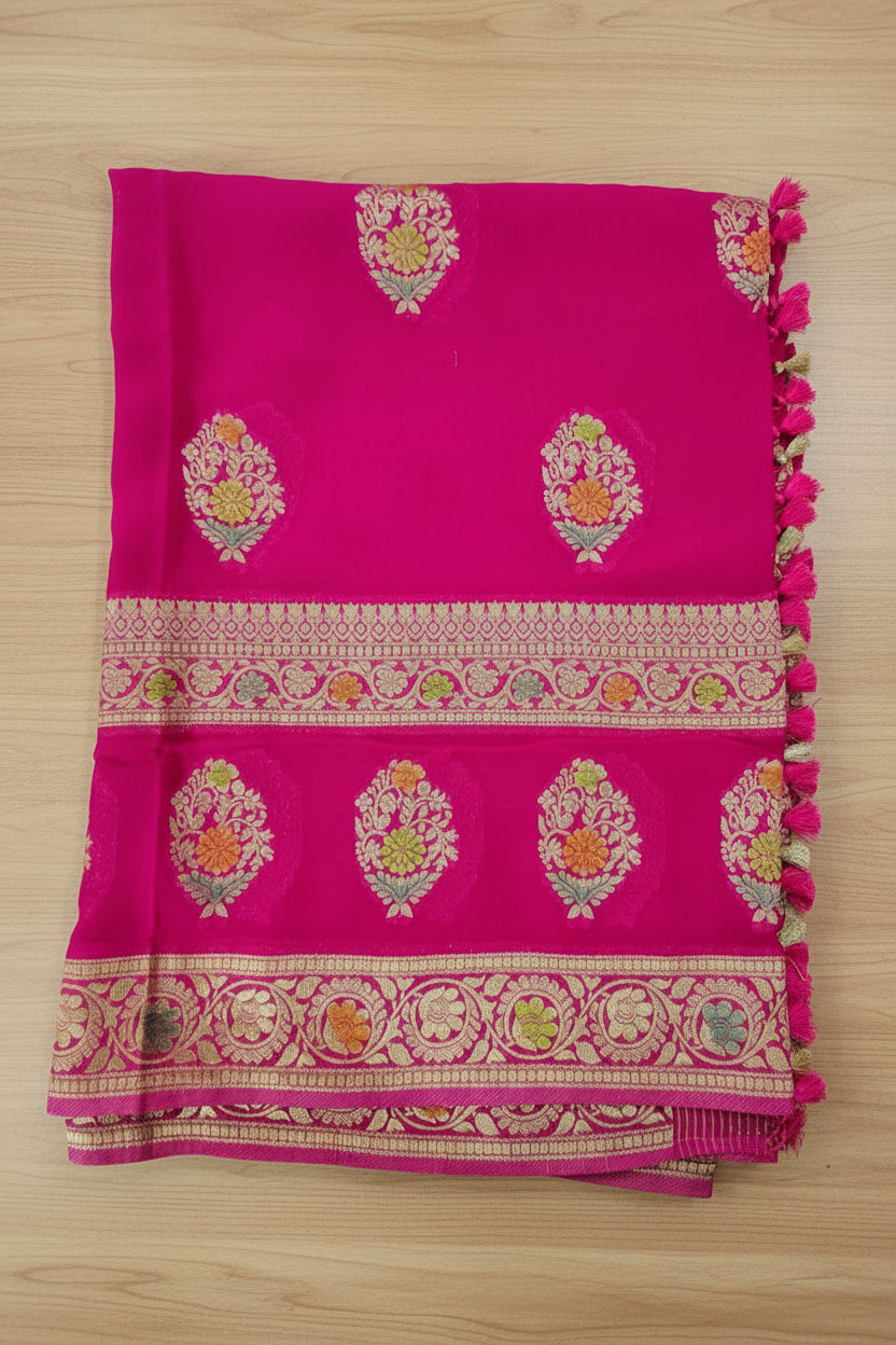 Rani Pink Banarasi Georgette Saree