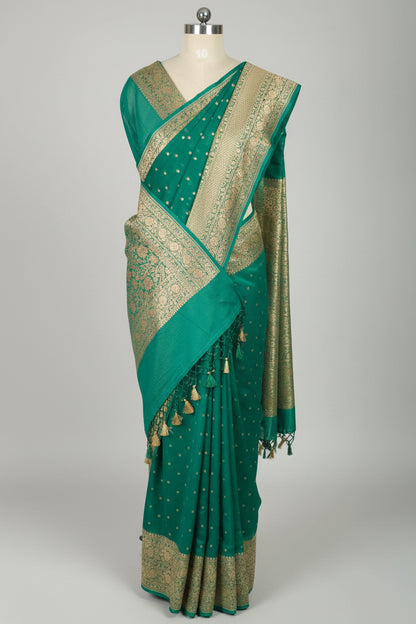 Emerald Green Banarasi Pure Georgette Saree
