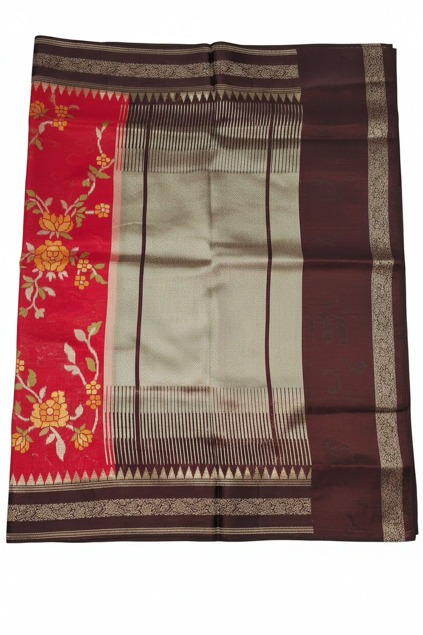 Red Banarasi Jamdani Silk Saree