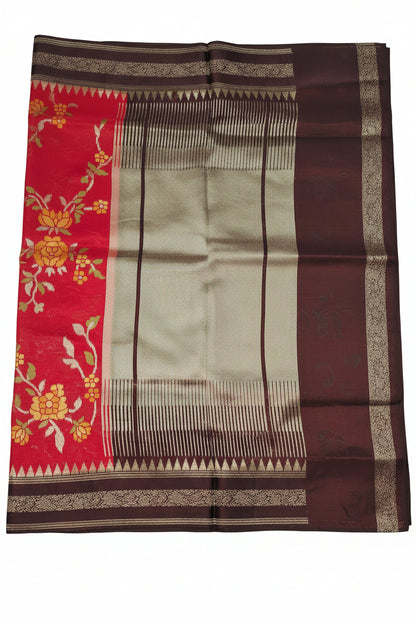 Red Banarasi Jamdani Silk Saree