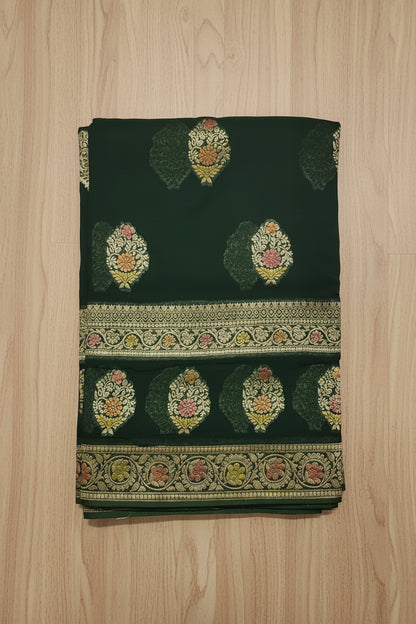 Dark Mehendi Green Banarasi Georgette Saree