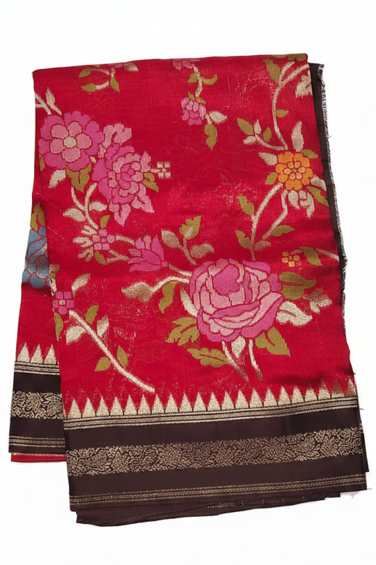 Red Banarasi Jamdani Silk Saree